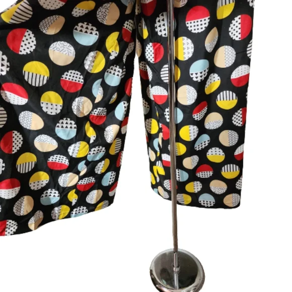 Pants Wide Leg Wrap Hem Geo Print Multicolor Red Multi Plus Size 1X - Picture 10 of 14